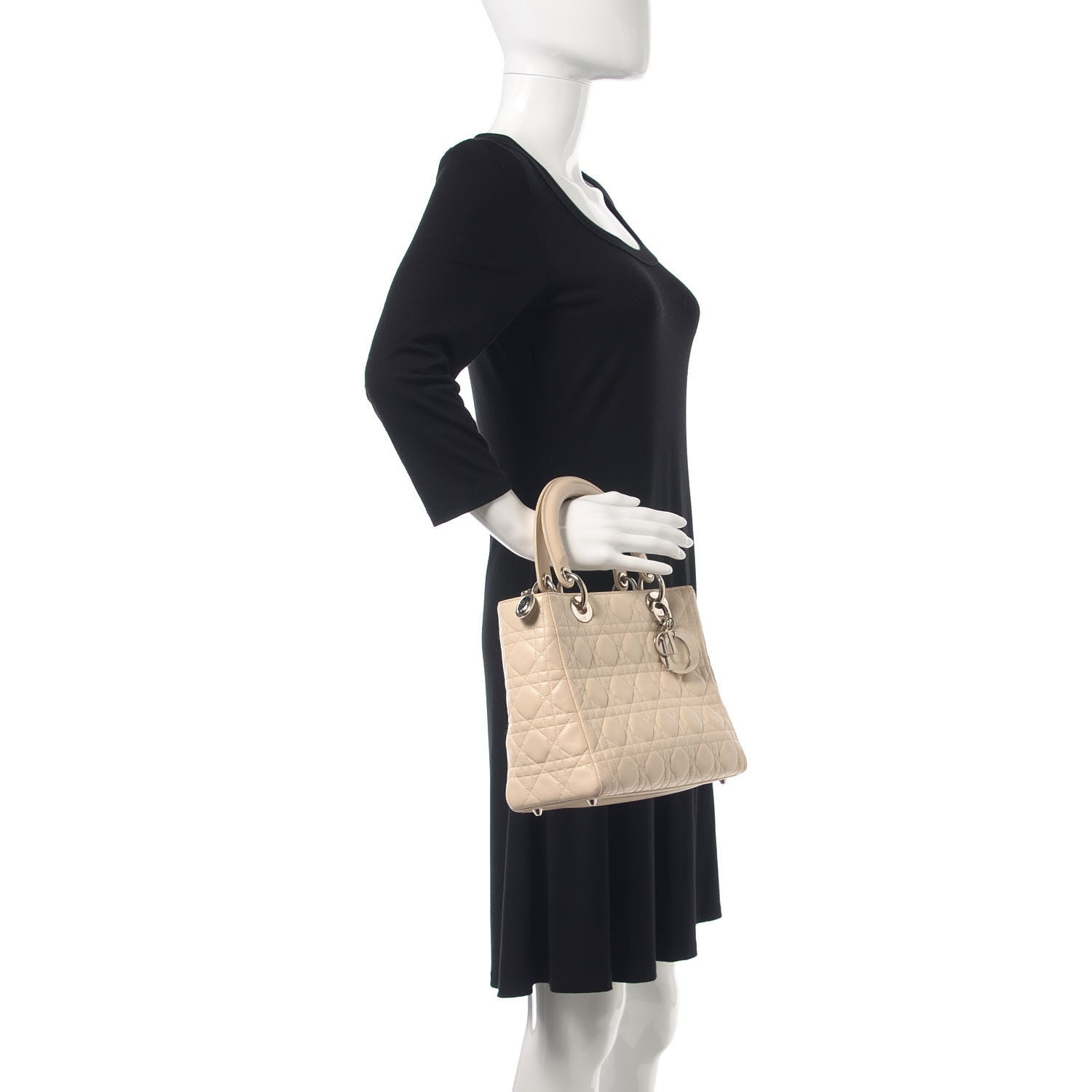 Christian Dior Lambskin Cannage Medium Lady Dior White 2 of 21