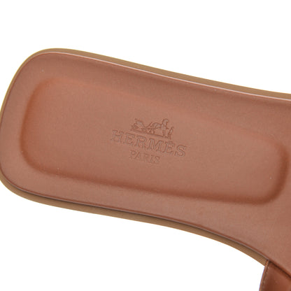 Hermes Box Calfskin Oran Sandals 37 Gold 6 of 14
