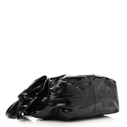 Valentino Garavani Patent Lacca Small Nuage Bow Hobo Black 4 of 11