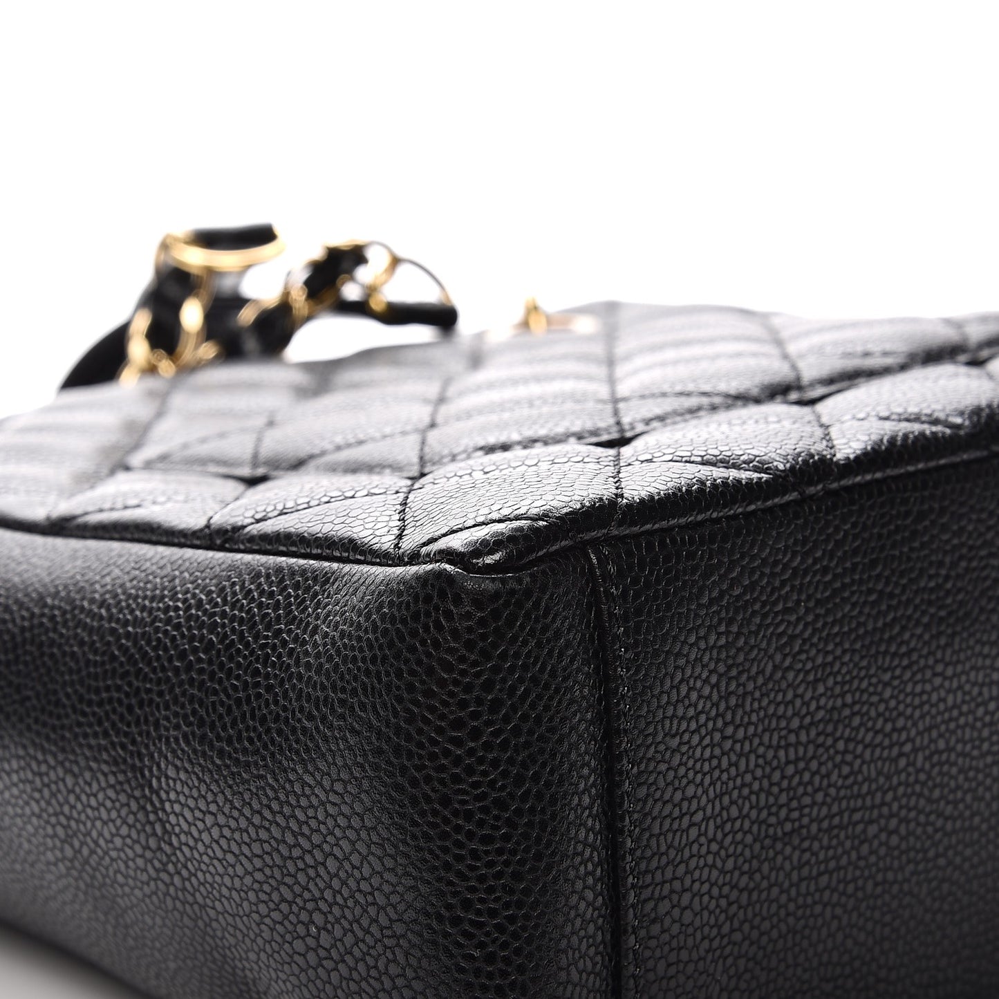 Caviar Quilted Petit Shopping Tote PST Black