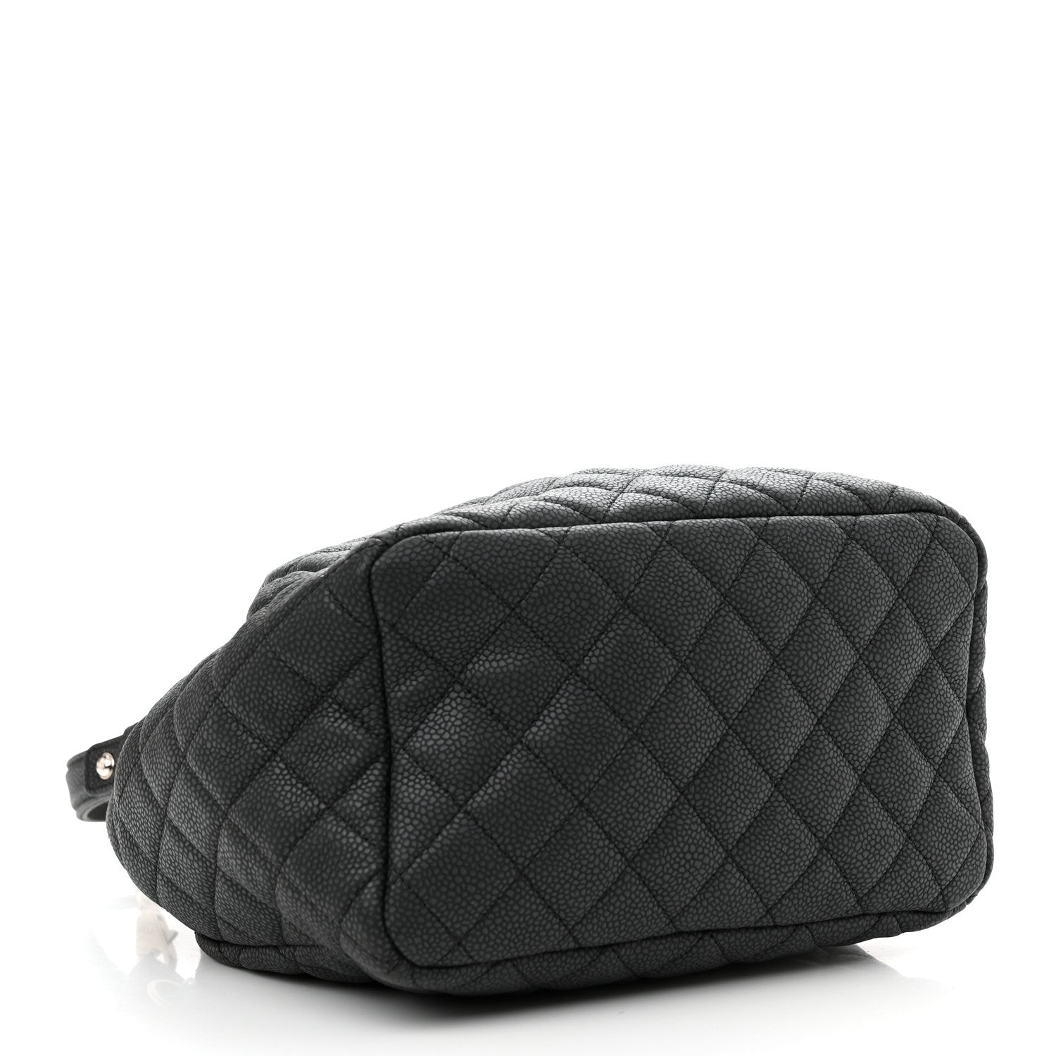 Chanel Caviar Flat Quilted CC Chain Bucket Drawstring Bag Navy 4 of 10