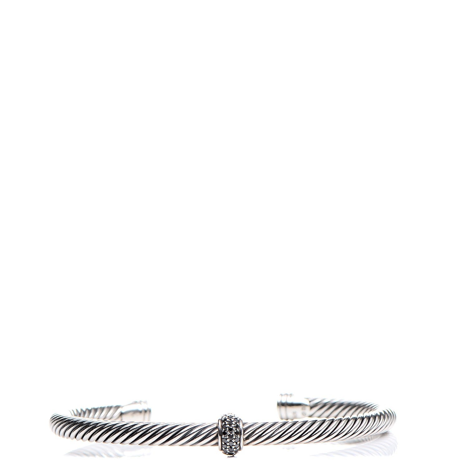 David Yurman Sterling Silver Black Diamond 5mm Cable Classics Single Station Bracelet 1 of 6