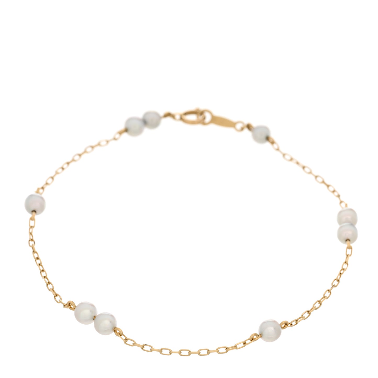 18K Yellow Gold Akoya Pearl 4-4.5mm Station Bracelet