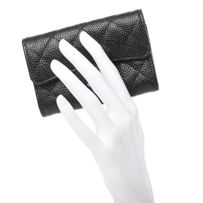 Chanel Caviar Quilted Flap Card Holder Wallet Black 2 of 9
