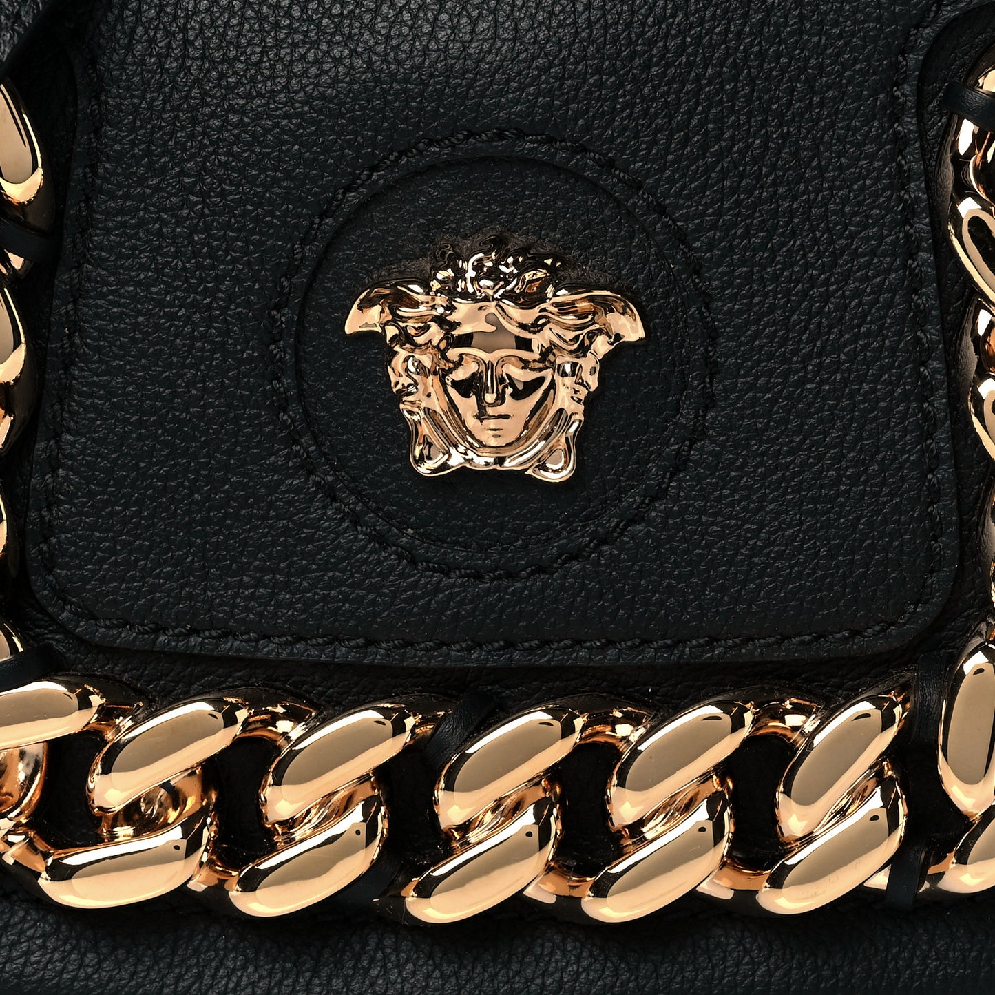 Calfskin La Medusa Small Chain Hobo Bag Black