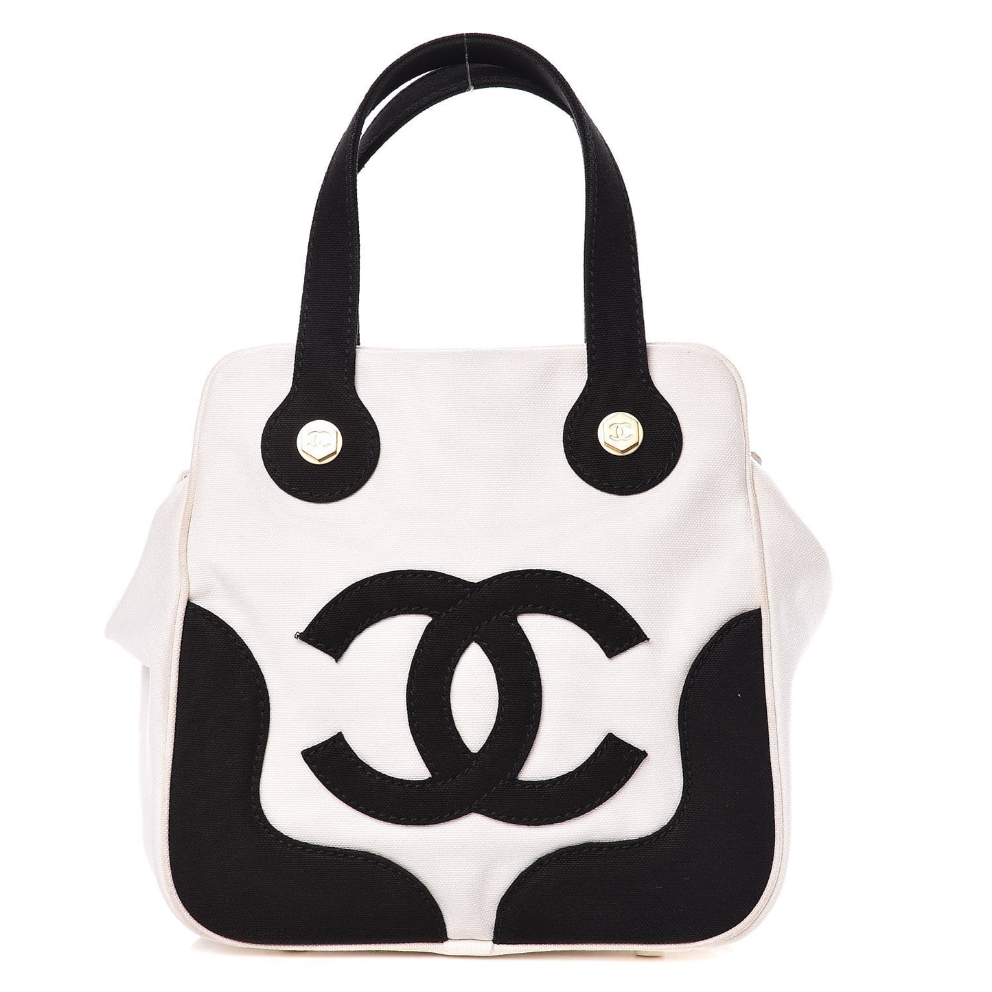 Canvas CC Handbag Black White