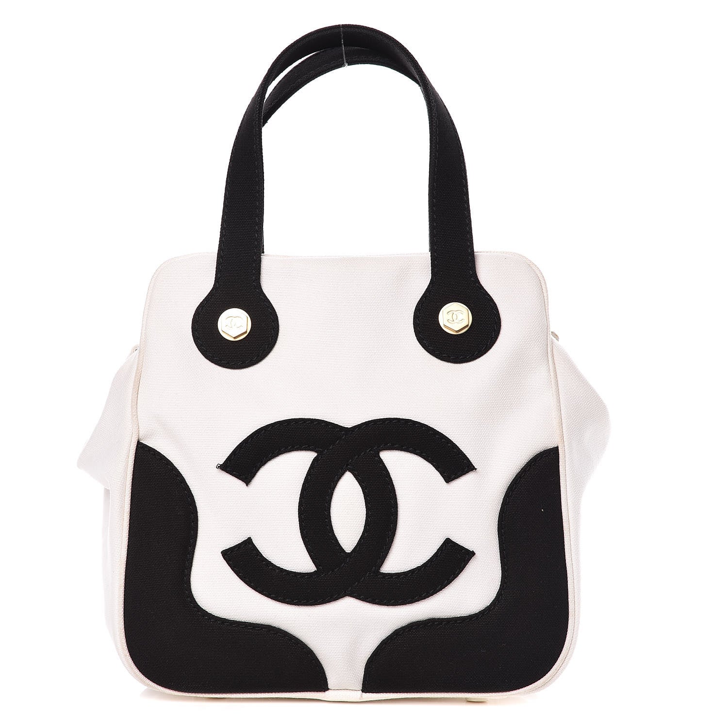 Chanel Canvas CC Handbag Black White 1 of 15
