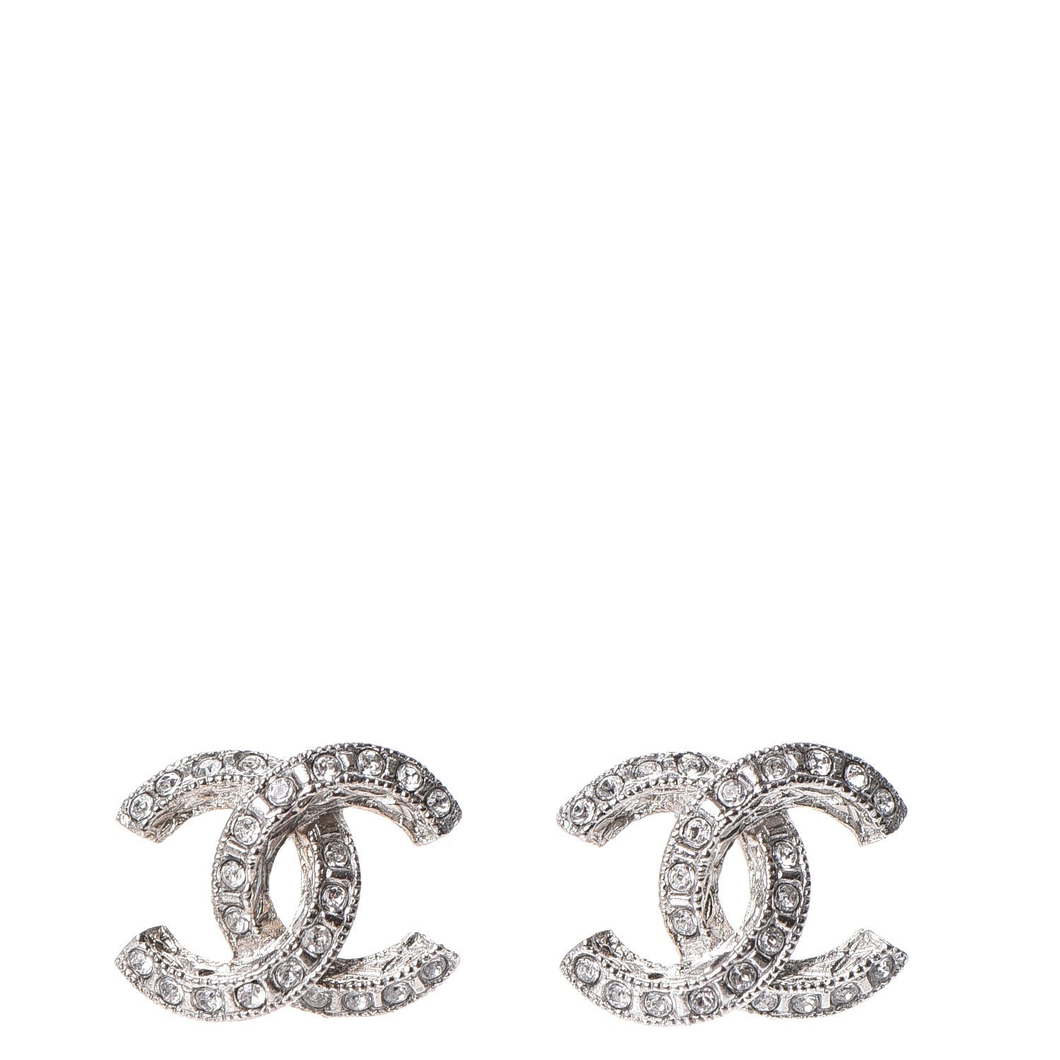 Chanel Crystal CC Earrings Silver 1 of 5