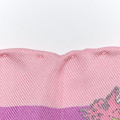 Hermes Silk La Folle Parade Zoom Scarf 45 Mauve Vert Rose 8 of 9