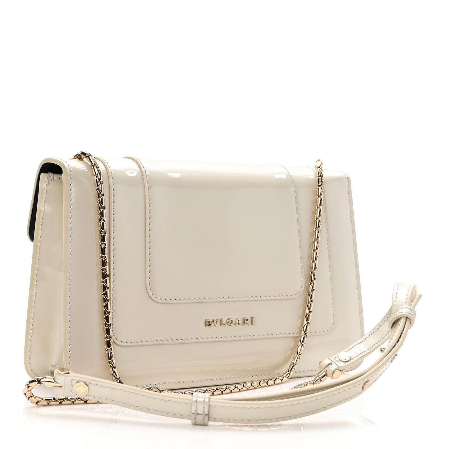 Patent Serpenti Forever Small Shoulder Bag White