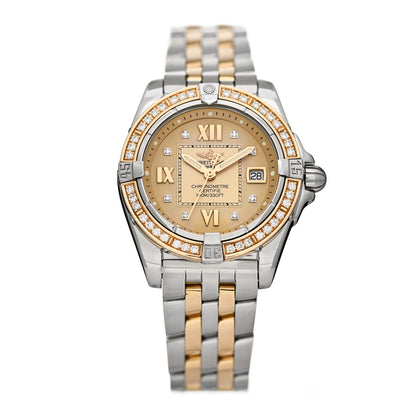 Breitling Stainless Steel 18K Yellow Gold Diamond Bezel 30mm Cockpit Quartz Watch Champagne D71356 1 of 4