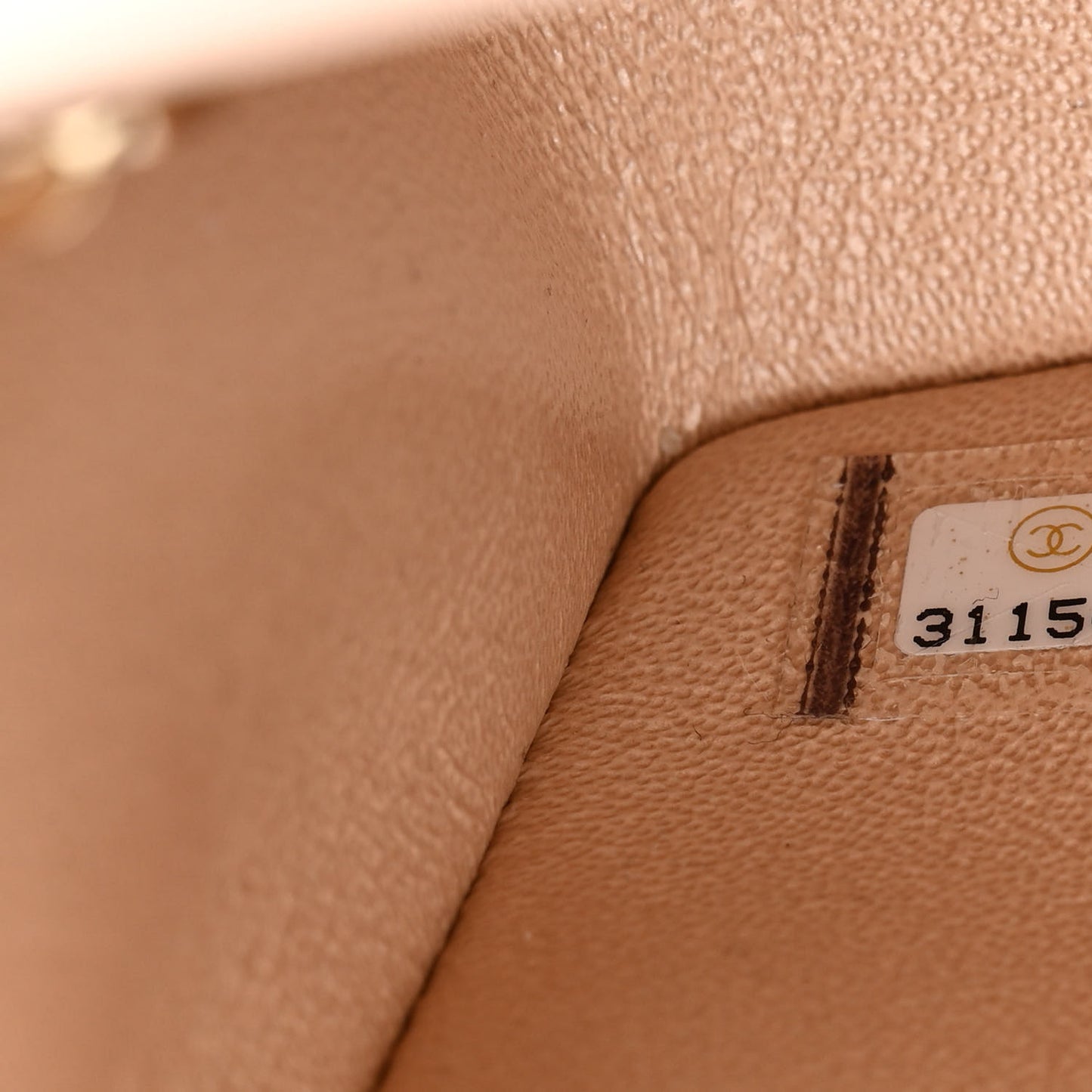 Iridescent Lambskin Quilted Mini Rectangular Flap Beige