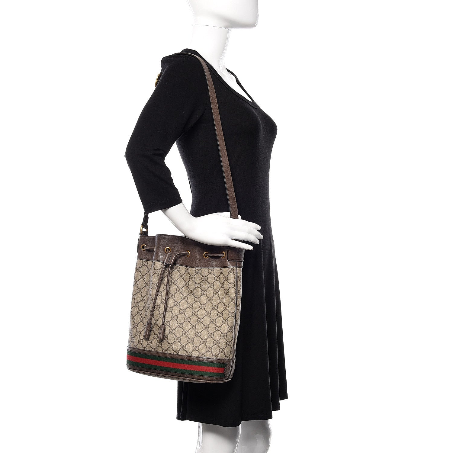 Gucci GG Supreme Monogram Web Ophidia Bucket Bag Brown 2 of 9