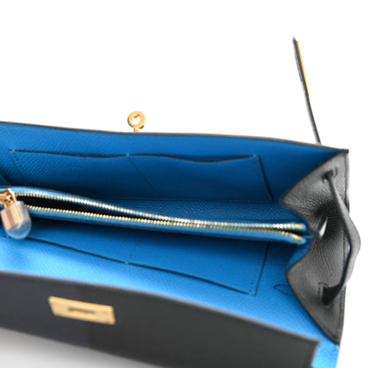 Hermes Epsom Casaque Kelly Wallet To Go Black Bleu Indigo Bleu Frida 5 of 11