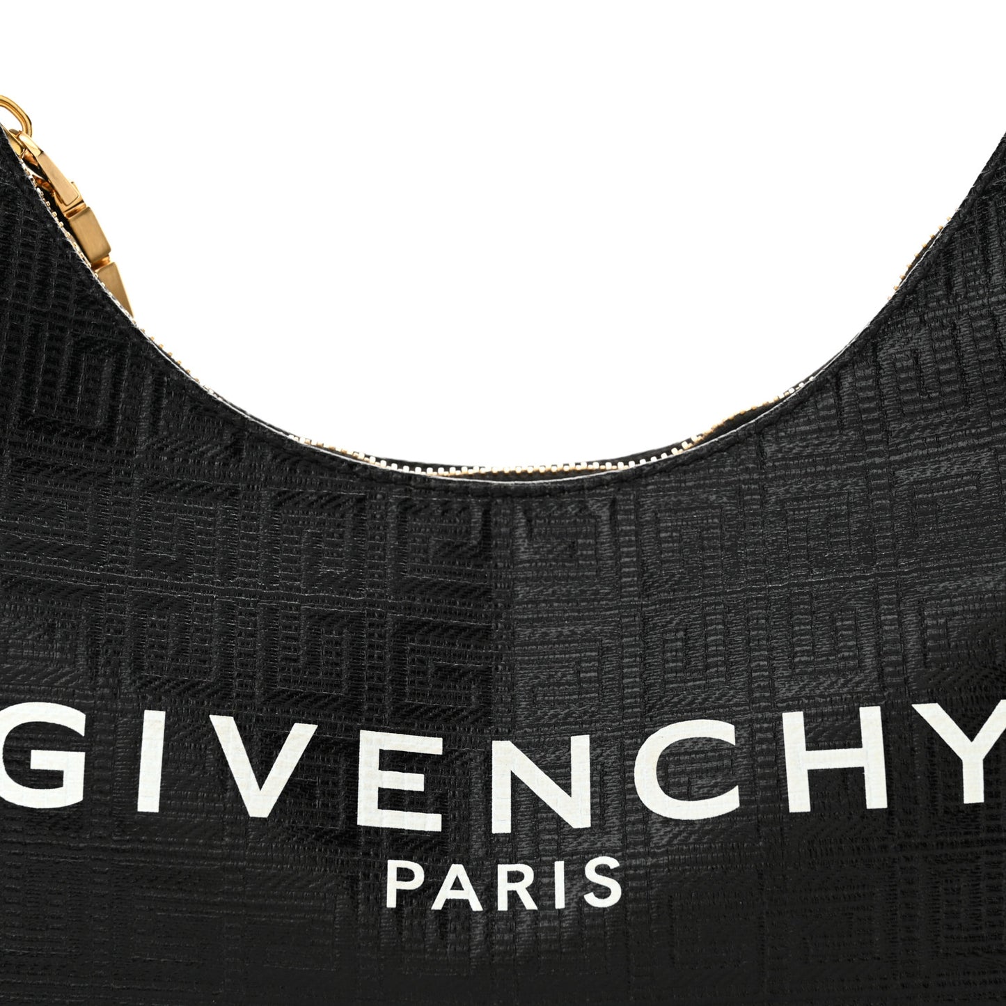 Coated Canvas Logo 4G Embossed Small Moon Cut Out Shoulder Bag Black