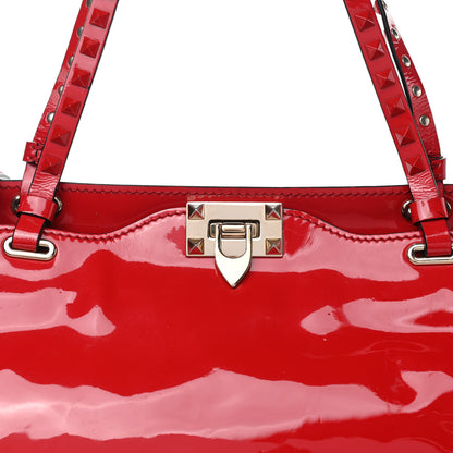 Valentino Garavani Patent Monochrome Medium Rockstud Tote Rosso Valentino 6 of 10
