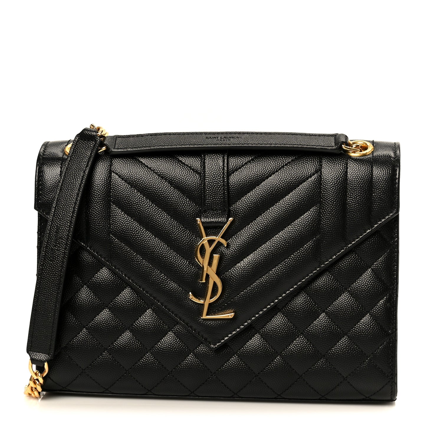 Grain De Poudre Textured Mixed Matelasse Triquilt Medium Monogram Satchel Black