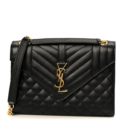 Saint Laurent Grain De Poudre Textured Mixed Matelasse Triquilt Medium Monogram Satchel Black 1 of 11