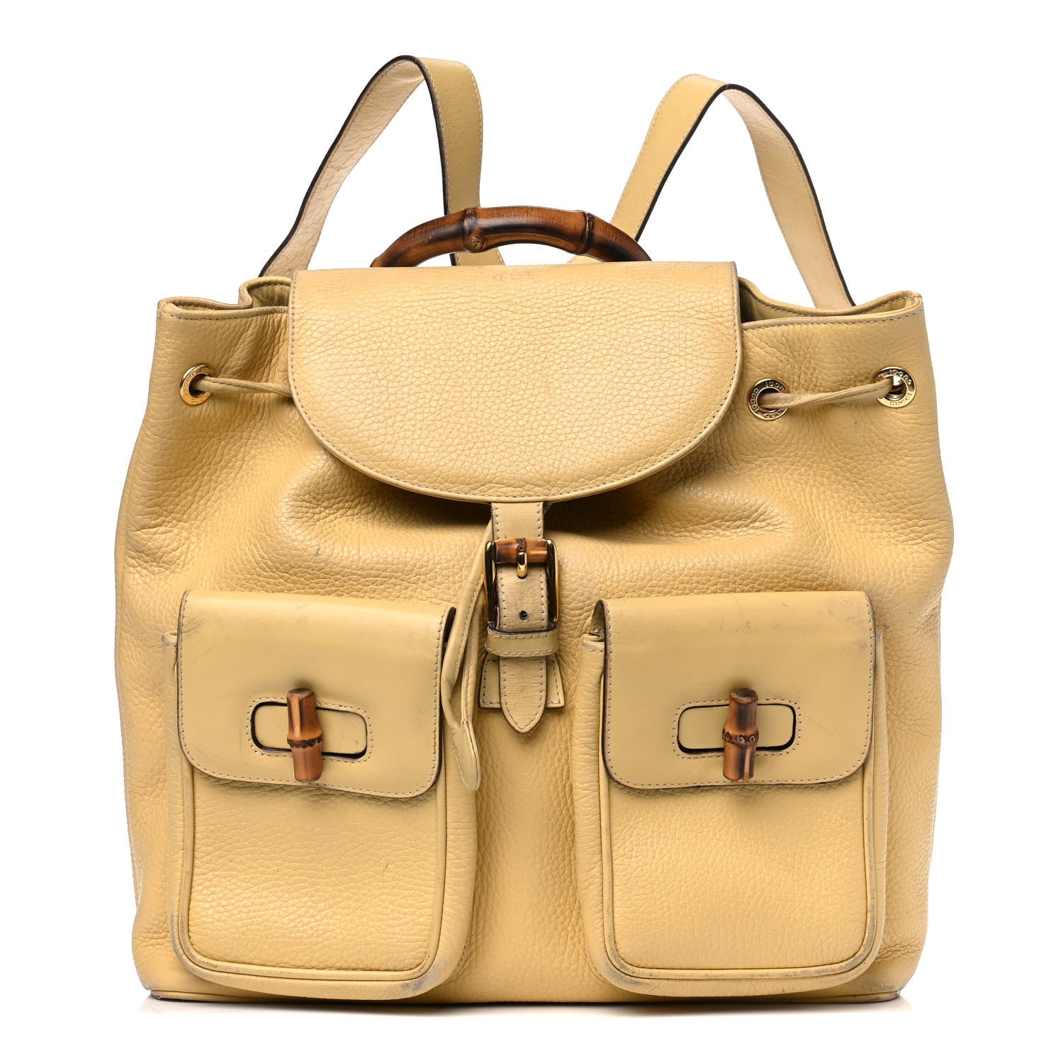 Gucci Calfskin Bamboo Medium Backpack Yellow 1 of 21