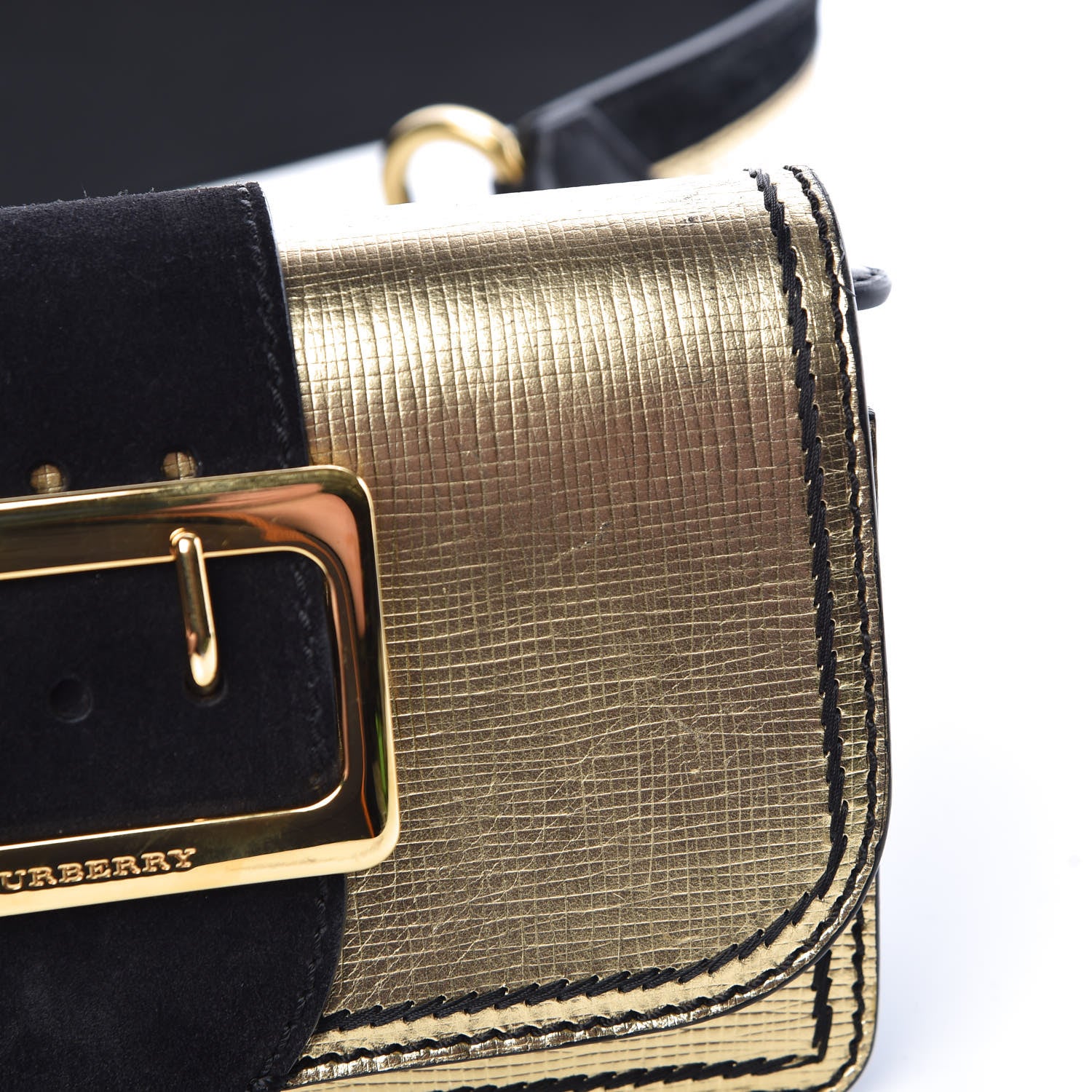 Burberry Metallic Calfskin Small Madison Buckle Bag Gold 12 of 13