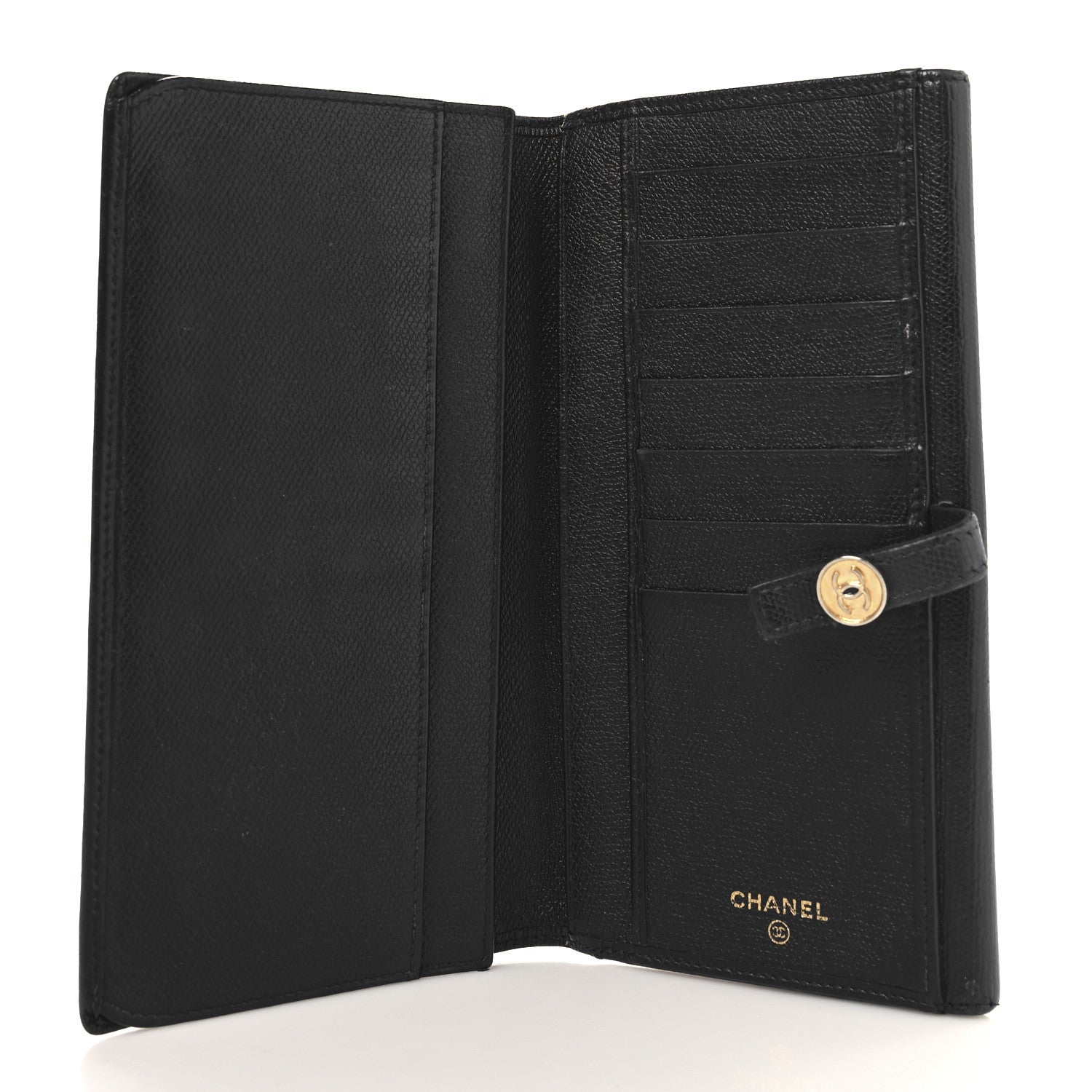 Chanel Grained Calfskin CC Button Long Wallet Black 5 of 12
