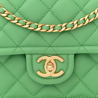 Chanel Caviar Quilted Medium Sweet Classic Flap Green 8 of 11