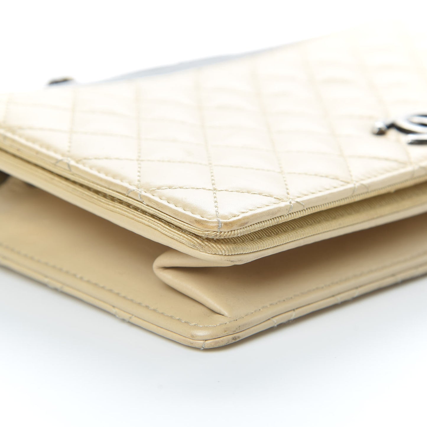 Calfskin Quilted Small Ballerine Flap Beige Black