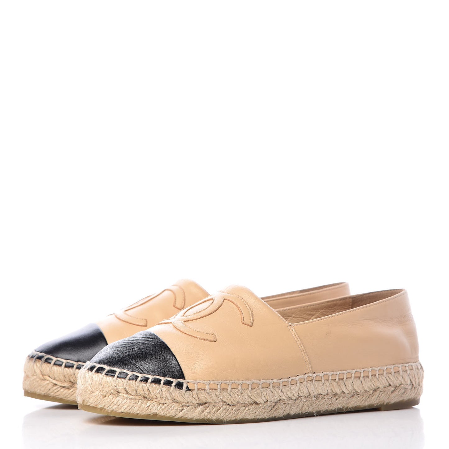 Lambskin CC Espadrilles 35 Beige Black