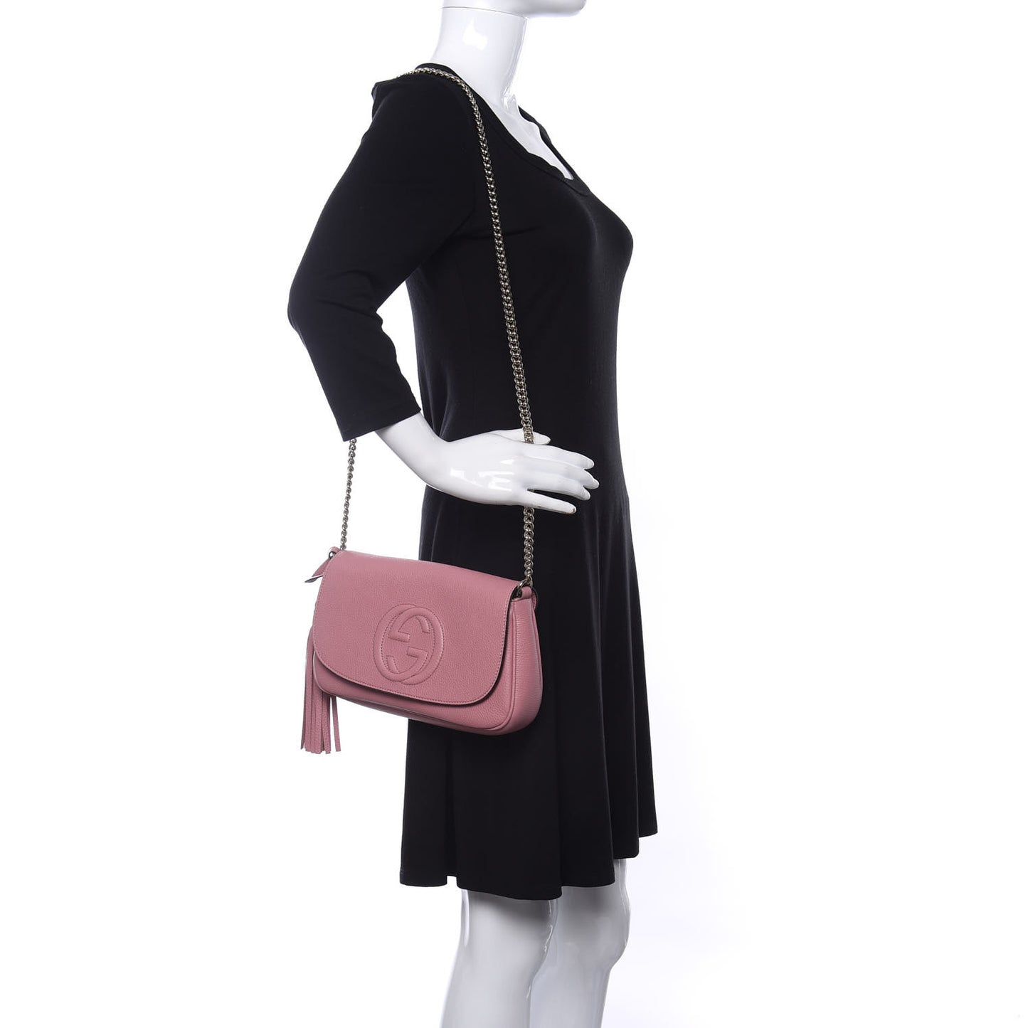 Pebbled Calfskin Medium Soho Flap Crossbody Pink