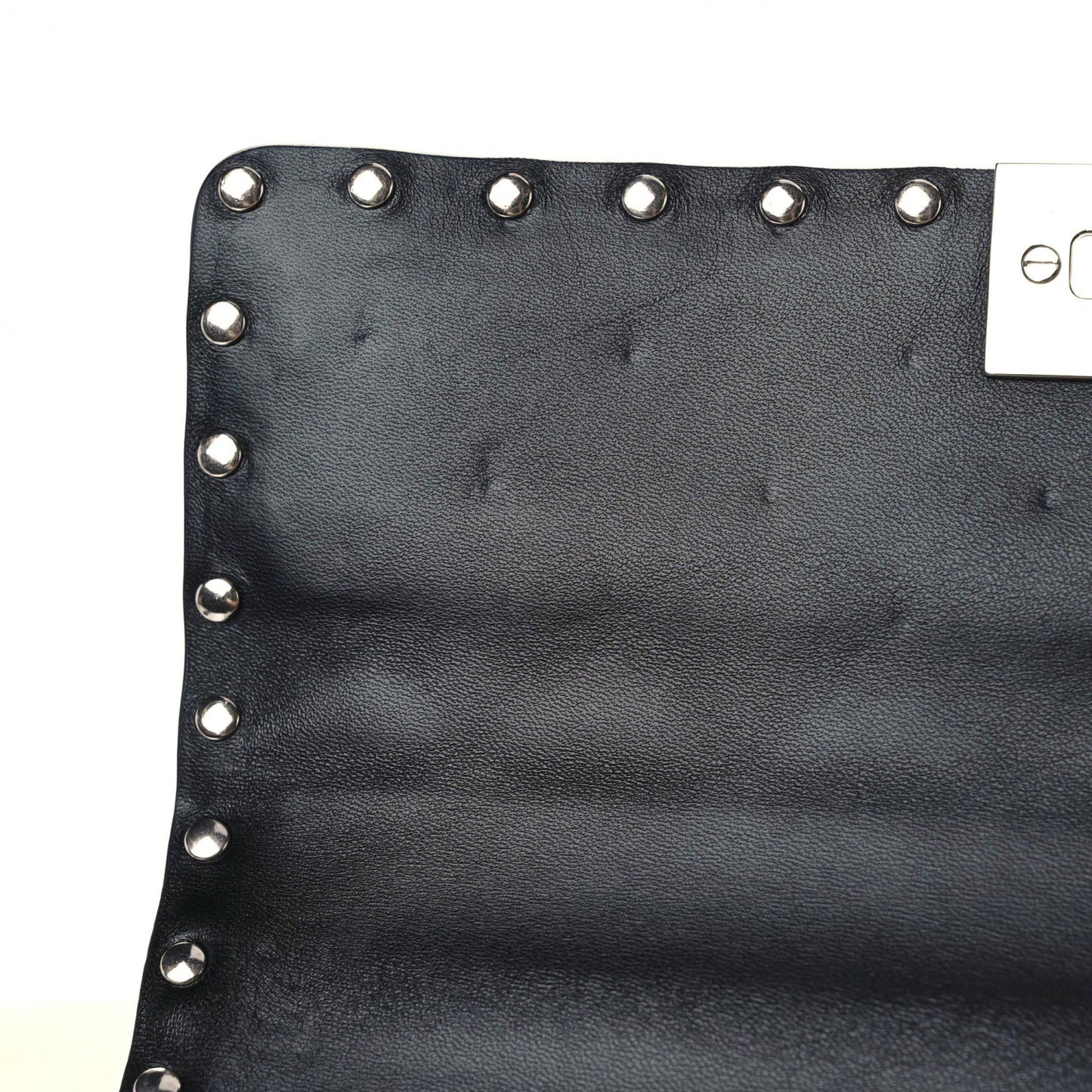 Metallic Nappa Medium Rockstud Spike Shoulder Bag Silver