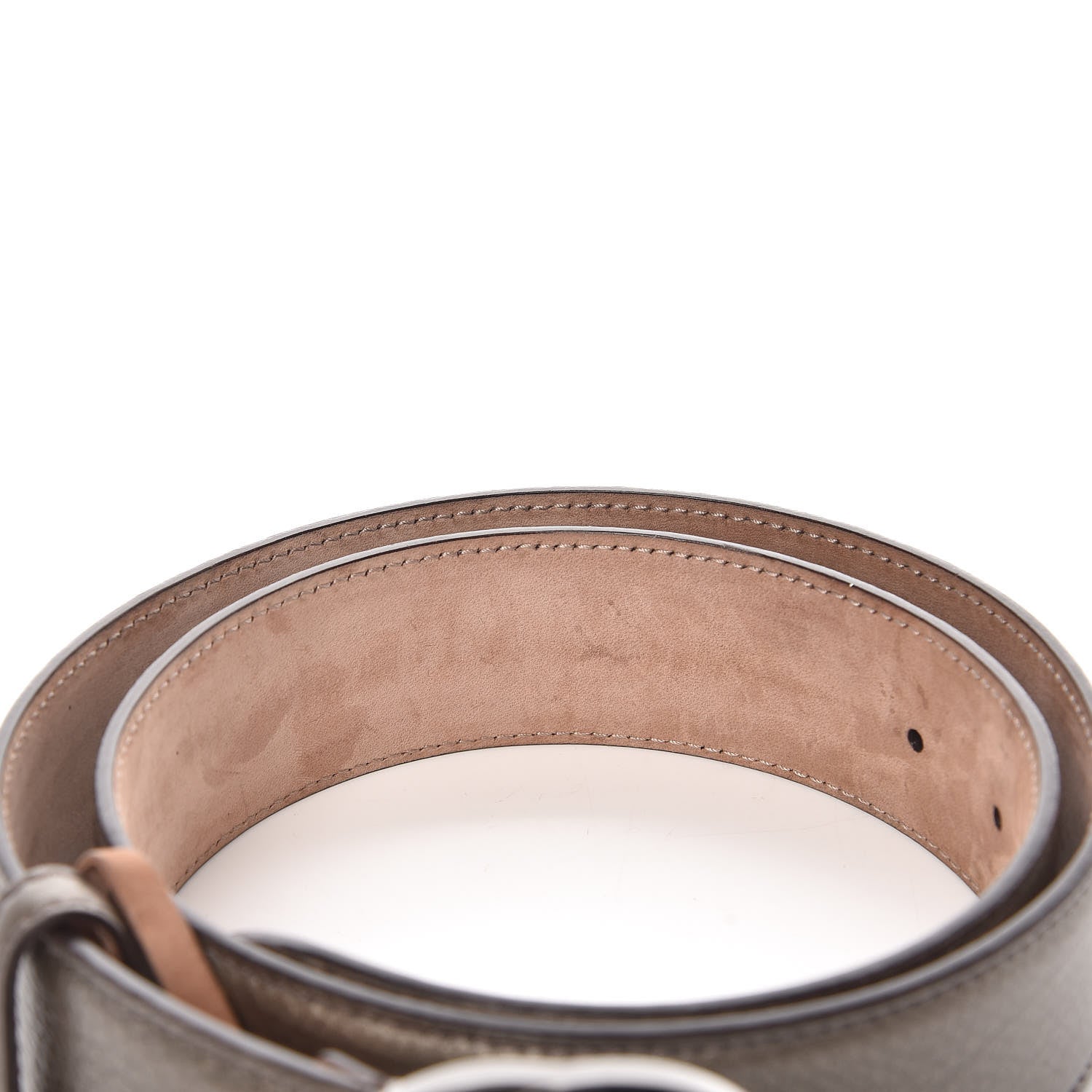 Gucci Metallic Calfskin Interlocking G 40mm Belt 85 34 Pewter 7 of 8