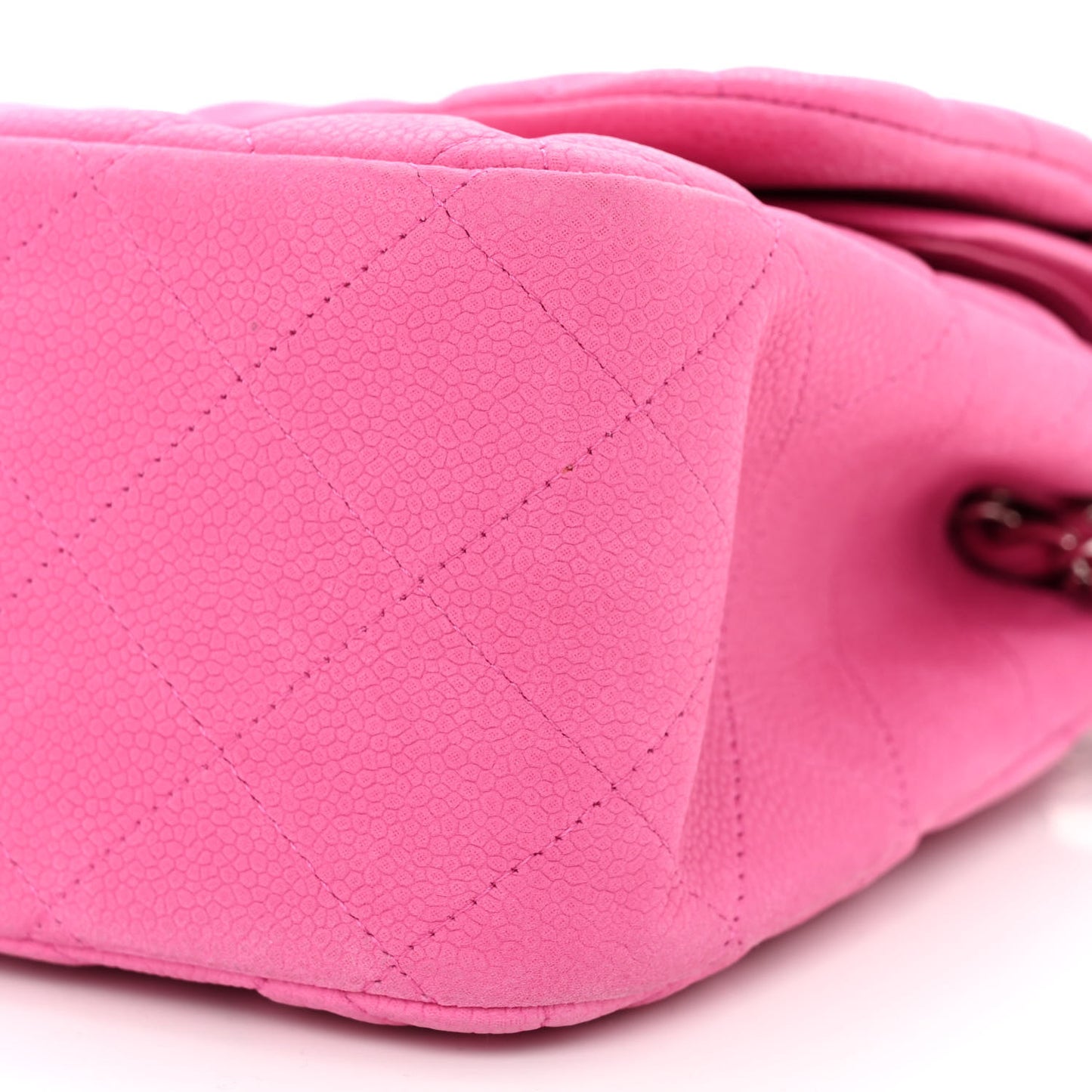 Iridescent Caviar Quilted Jumbo Double Flap Pink
