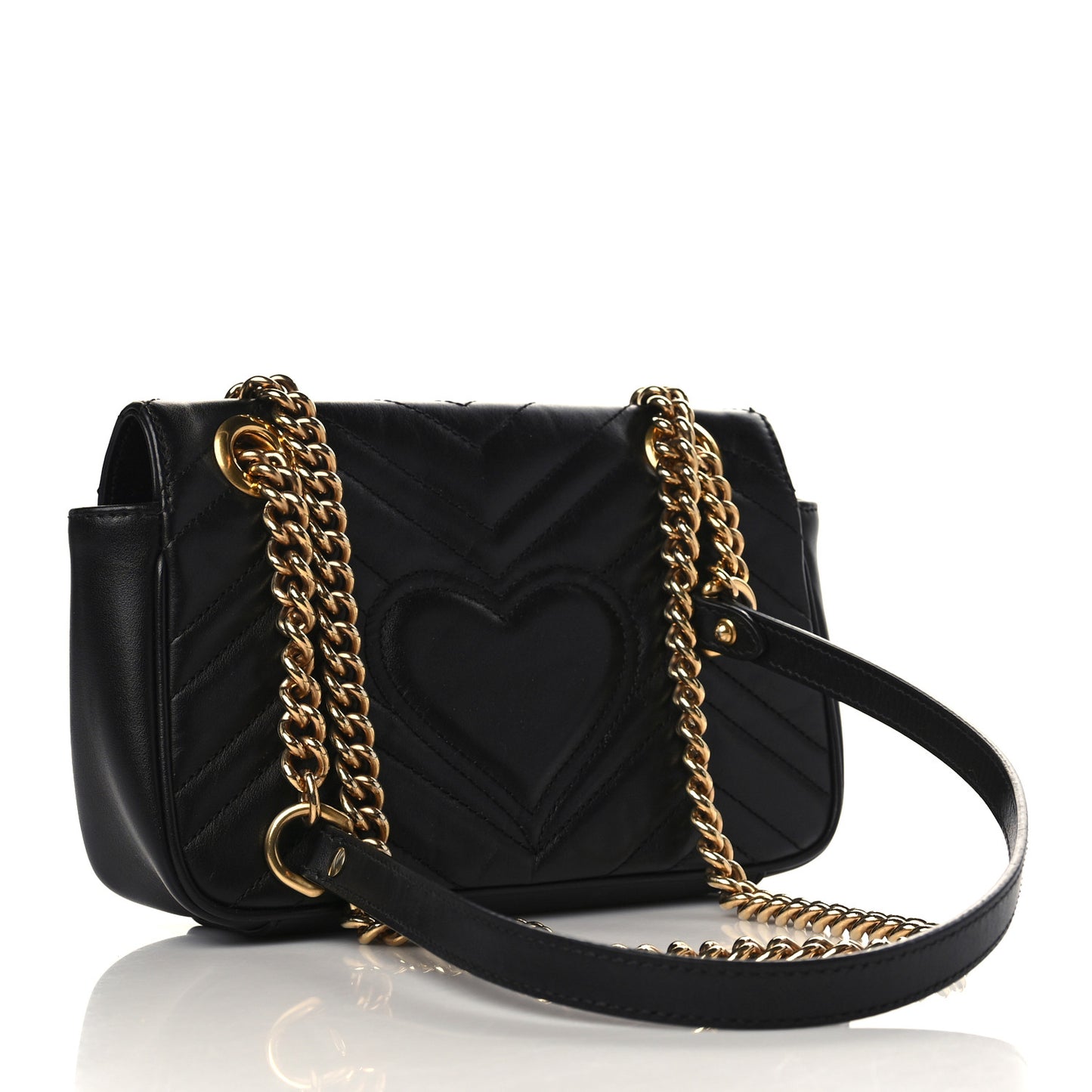Calfskin Matelasse Mini GG Marmont Shoulder Bag Black