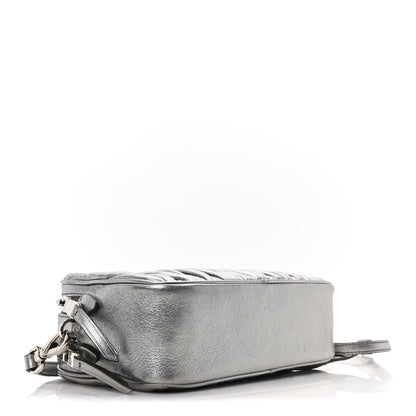Miu Miu Metallic Nappa Matelasse Double Zip Pochette Clutch Cromo 4 of 10