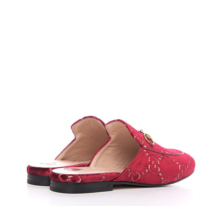 Gucci Velvet GG Monogram Womens Princetown Slippers 36.5 Red Cipria 4 of 10