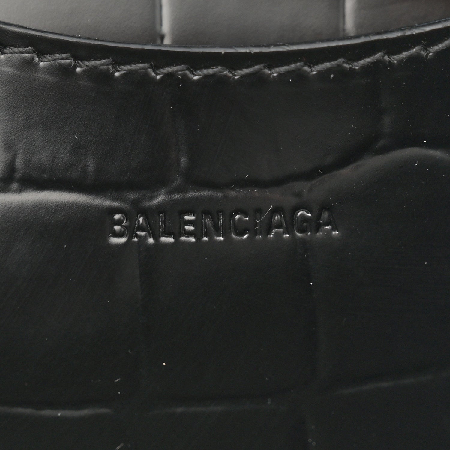 Balenciaga Semi Shiny Calfskin Crocodile Embossed Neo Classic Black Hardware Mini City Black 6 of 15