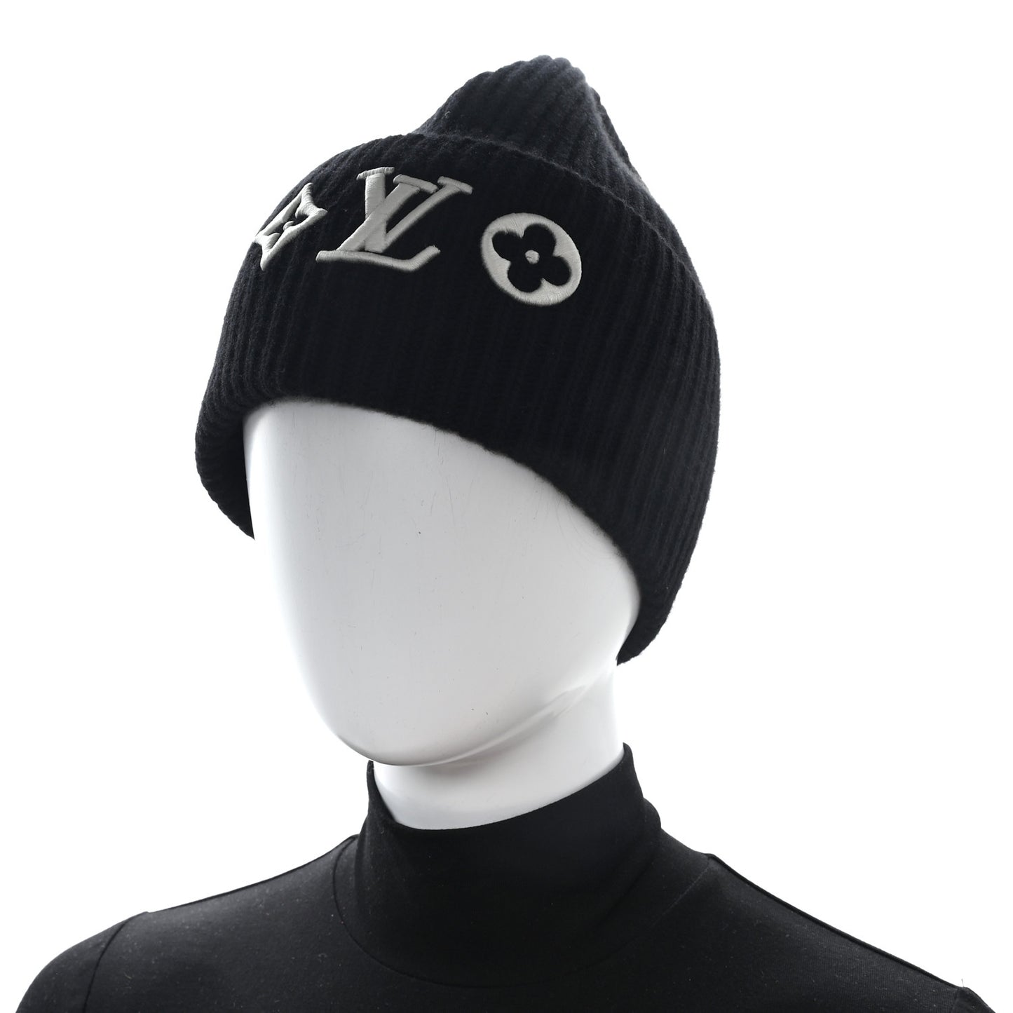 Wool LV Headline Beanie Hat S Black