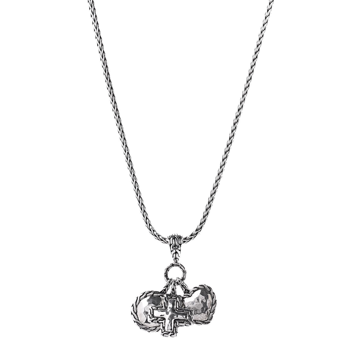 John Hardy Sterling Silver Palu Circle Cross Heart Pendant Necklace 1 of 6