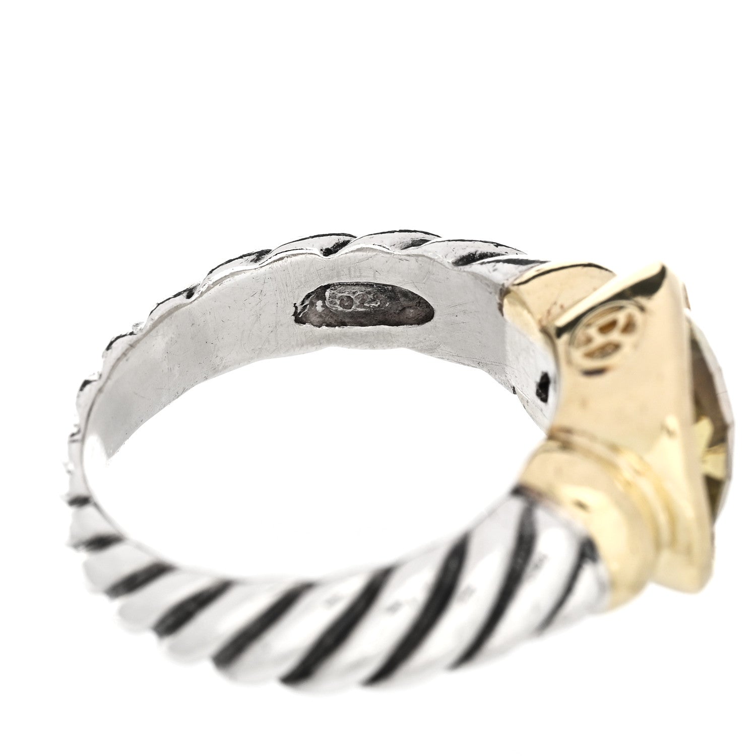 David Yurman Sterling Silver 14K Yellow Gold Prasiolite 10mm Noblesse Ring 52 6 6 of 6