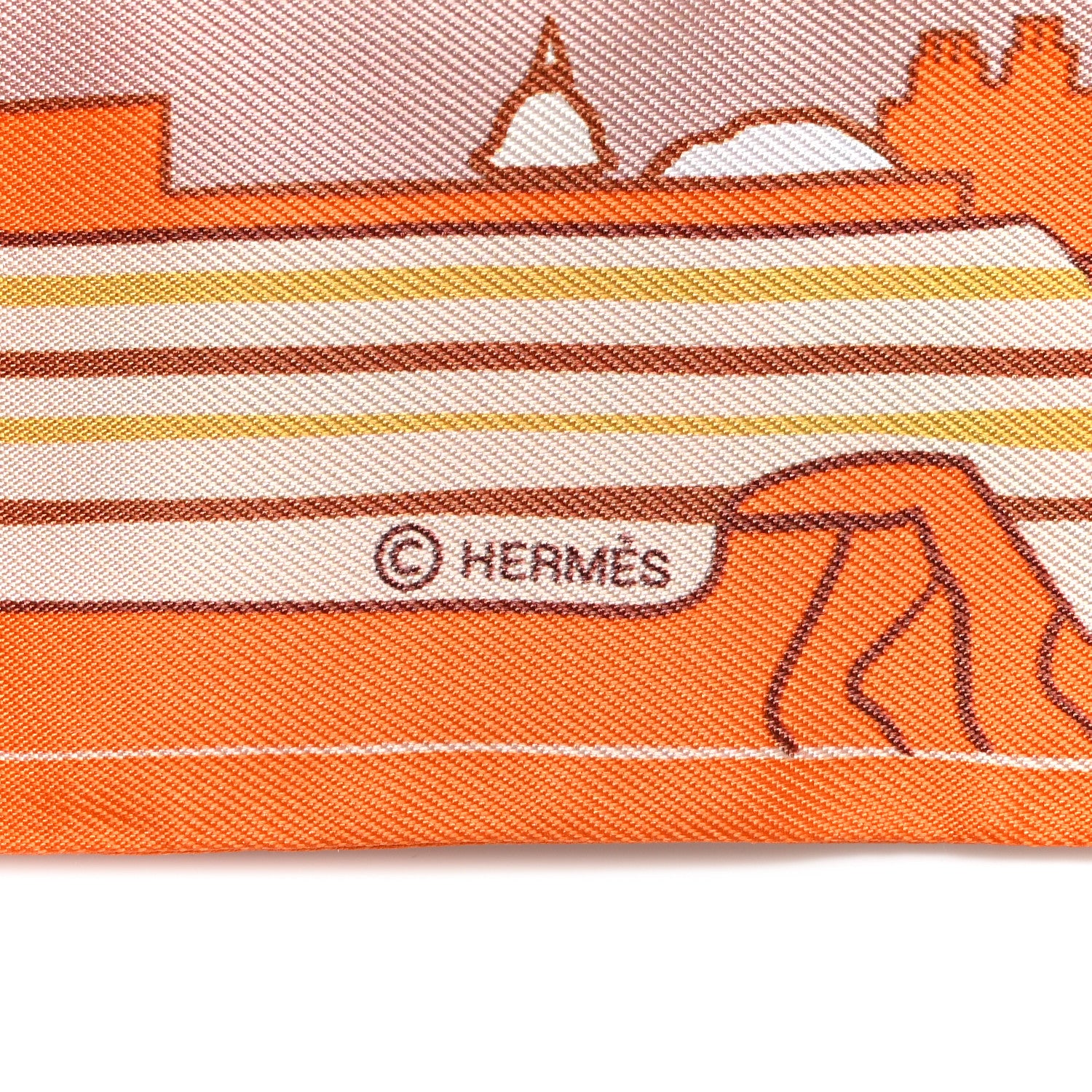 Hermes Silk Les Chiens Parisiens Twilly Orange White Beige 4 of 4