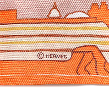Hermes Silk Les Chiens Parisiens Twilly Orange White Beige 4 of 4