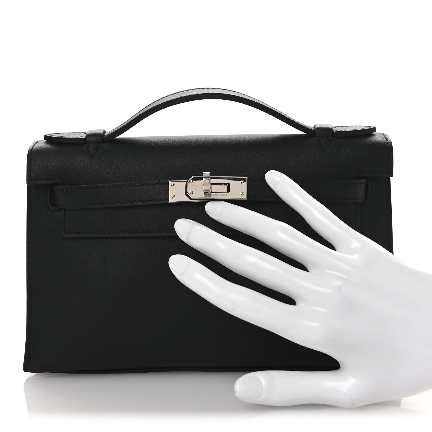 Hermes Swift Kelly Pochette Clutch Black 2 of 12