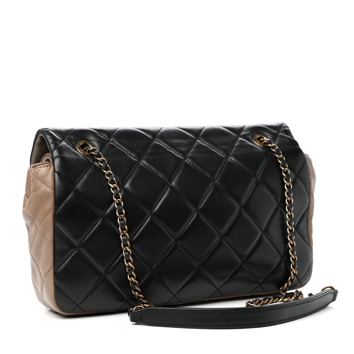Chanel Lambskin Quilted Tri-Color Double Flap Black Taupe Brown 3 of 10