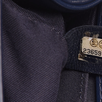 Chanel Calfskin Painted Chevron Embossed Small Boy Flap Dark Blue 7 of 18