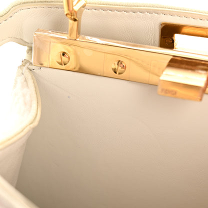 Fendi Curly Shearling Shiny Nappa Petite Peekaboo I SEE U Satchel White 11 of 13