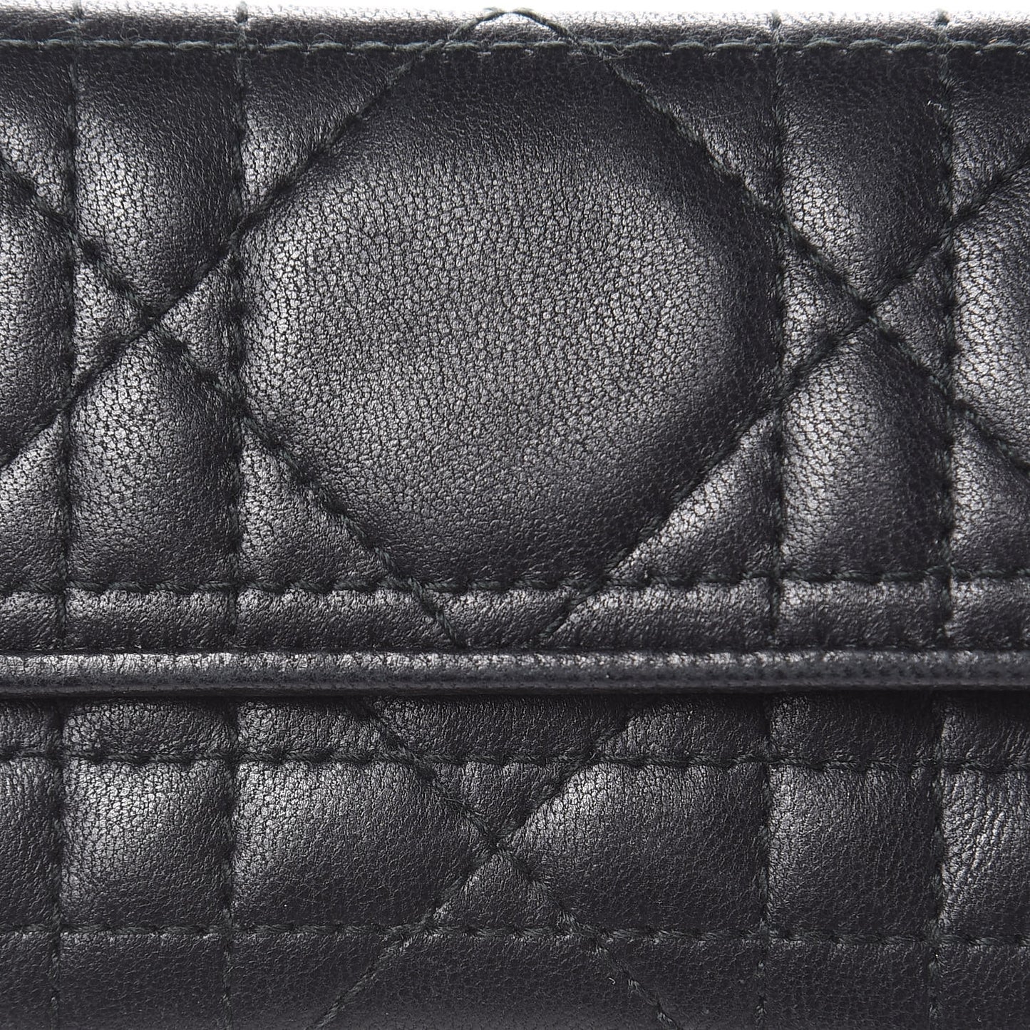 Lambskin Cannage Lady Dior Flap Card Holder Black