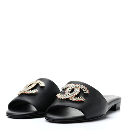 Chanel Lambskin Enamel CC Mules 36.5 Black 3 of 9