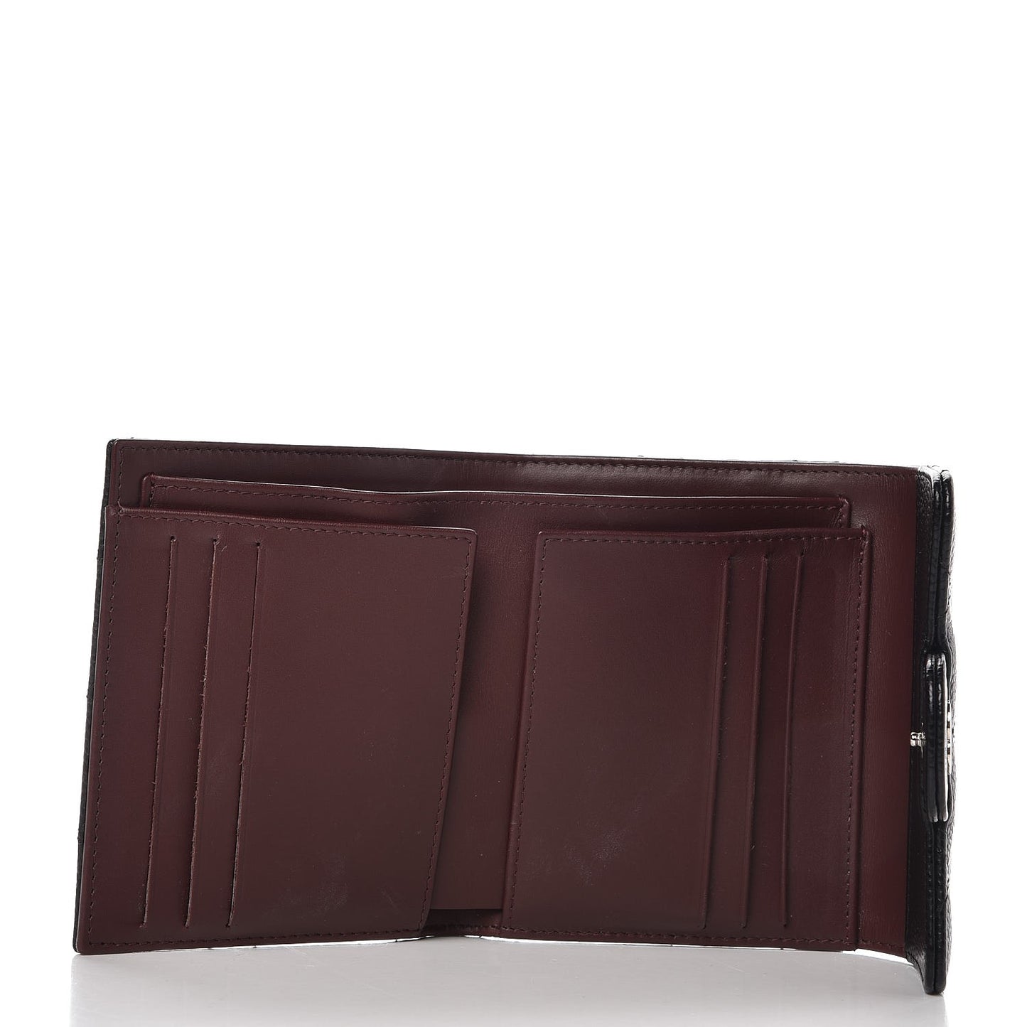 Caviar Quilted Compact Flap Wallet Black