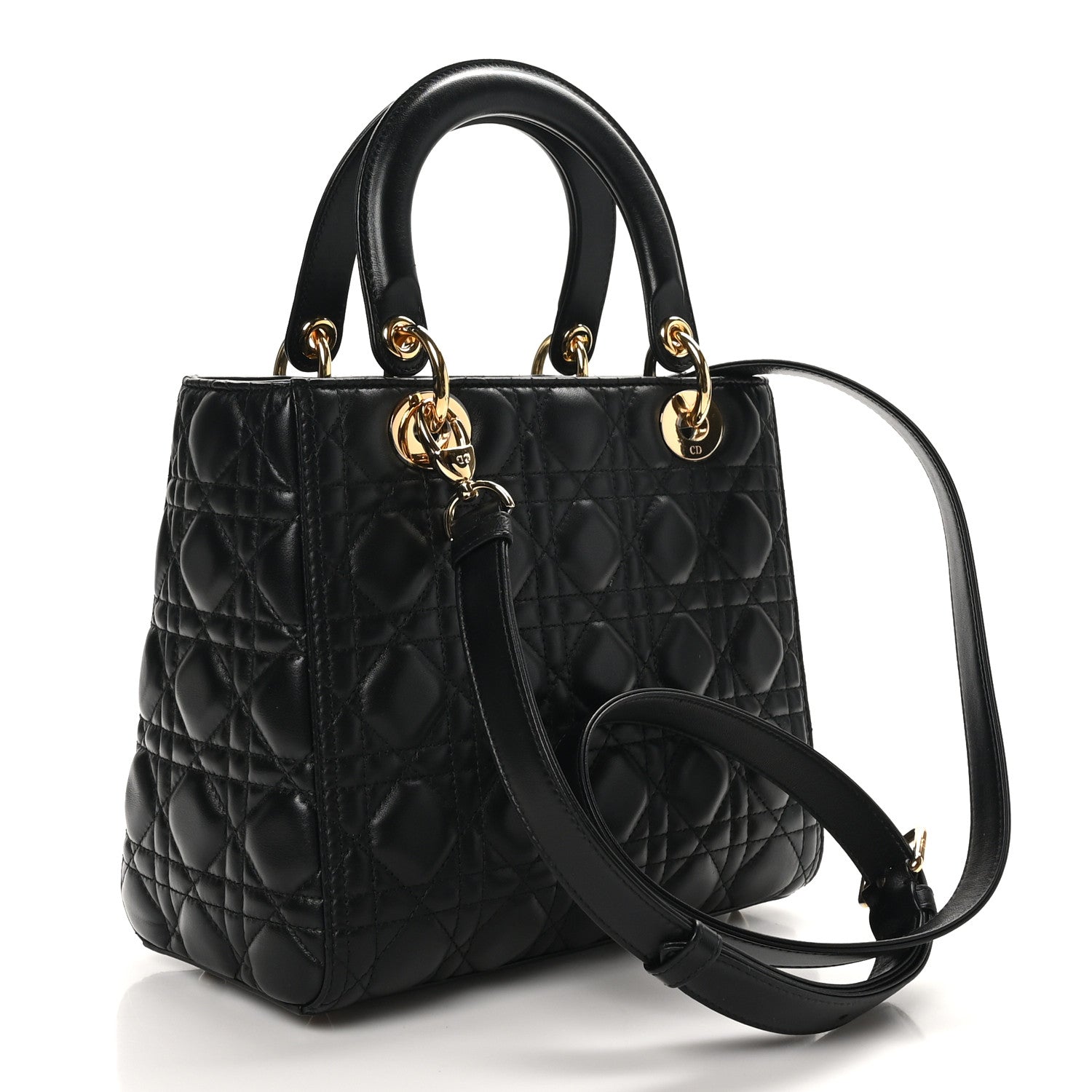 Christian Dior Lambskin Cannage Medium Lady Dior Black 3 of 10