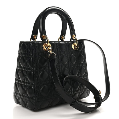 Christian Dior Lambskin Cannage Medium Lady Dior Black 3 of 10